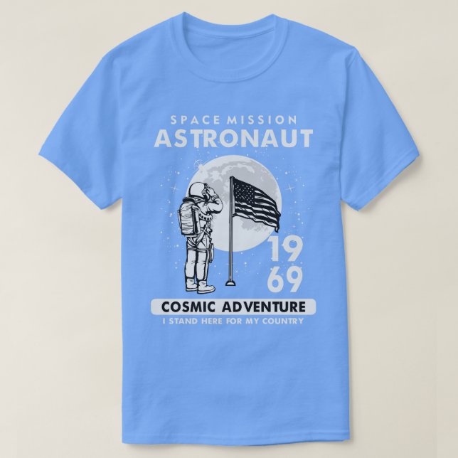 ASTRONAUT OCH AMERIKANSKA FLAGGA T SHIRT (Design framsida)
