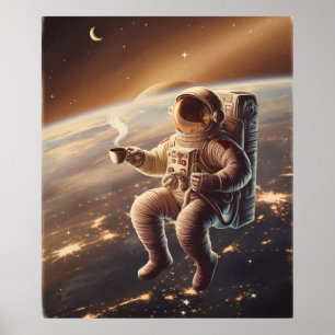Astronaut och kaffe poster