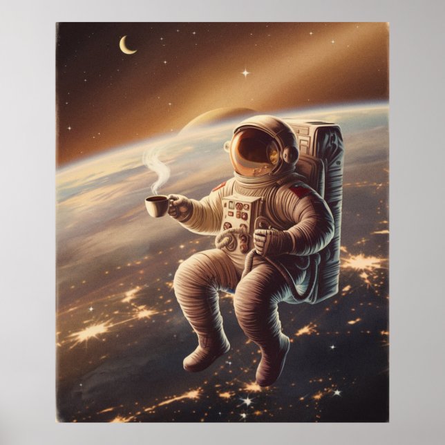 Astronaut och kaffe poster (Framsidan)