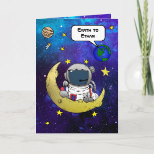 Astronaut och Måne-födelsedagskort Inbjudan