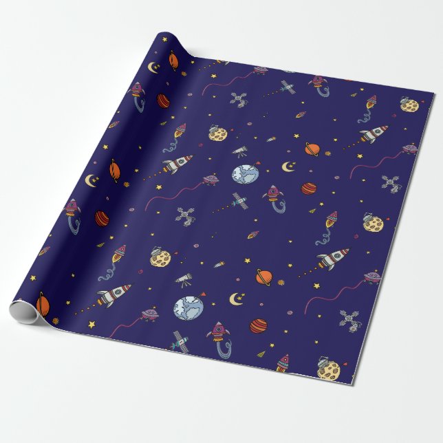 Astronaut och Måne Presentpapper (Utrullad)