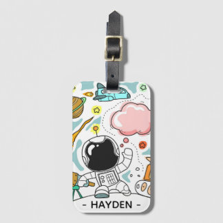 Astronaut och rymd Doodles Personlig Bagagebricka