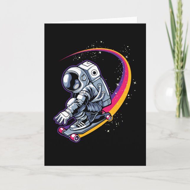 Astronaut och Skateboard Kort (Framsida)