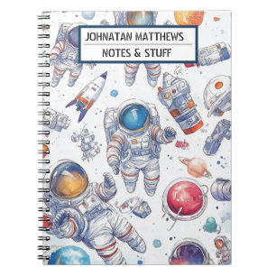 Astronaut och Space Spiral fotopatbok för bärbara  Anteckningsbok