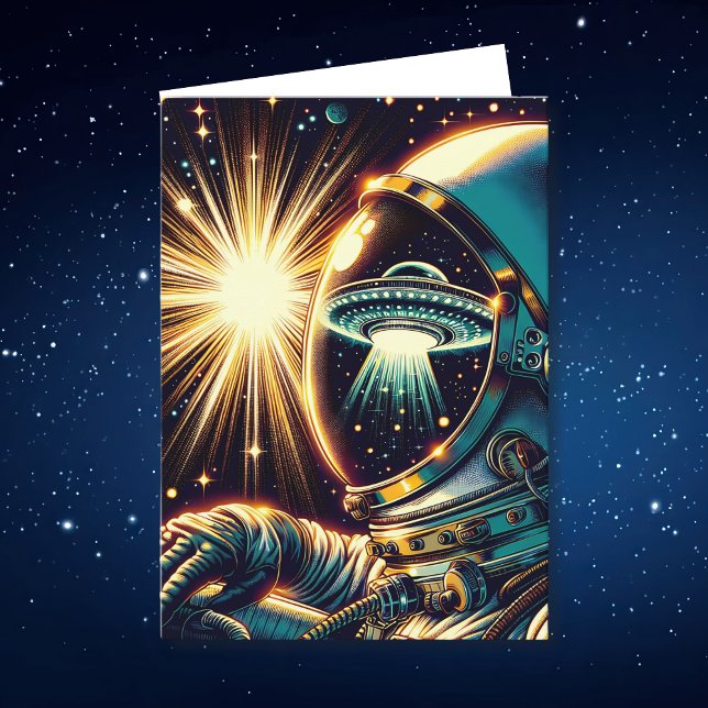 Astronaut och UFO Pun | Födelsedag Kort (Skapare uppladdad)
