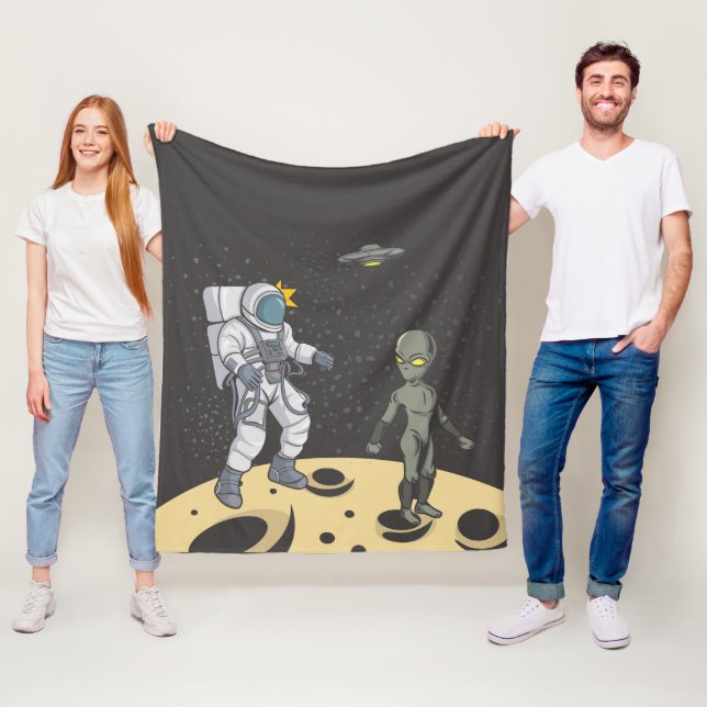 Astronaut och utomjording fleecefilt (På plats)