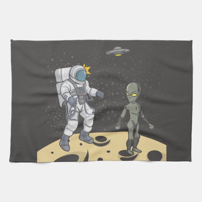 Astronaut och utomjording     kökshandduk (Horisontell)