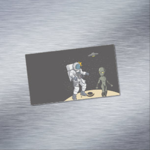 Astronaut och utomjording magnetiska visitkort