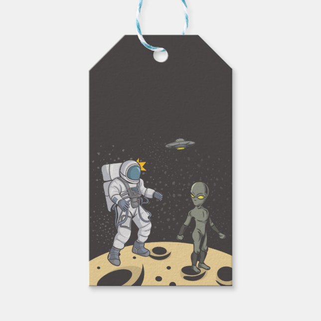 Astronaut och utomjording presentetikett (Framsidan)
