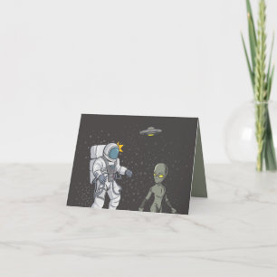 Astronaut och utomjording tack kort
