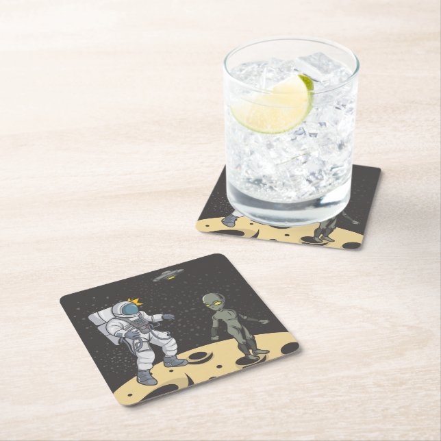 Astronaut och utomjording underlägg papper kvadrat (Insitu)
