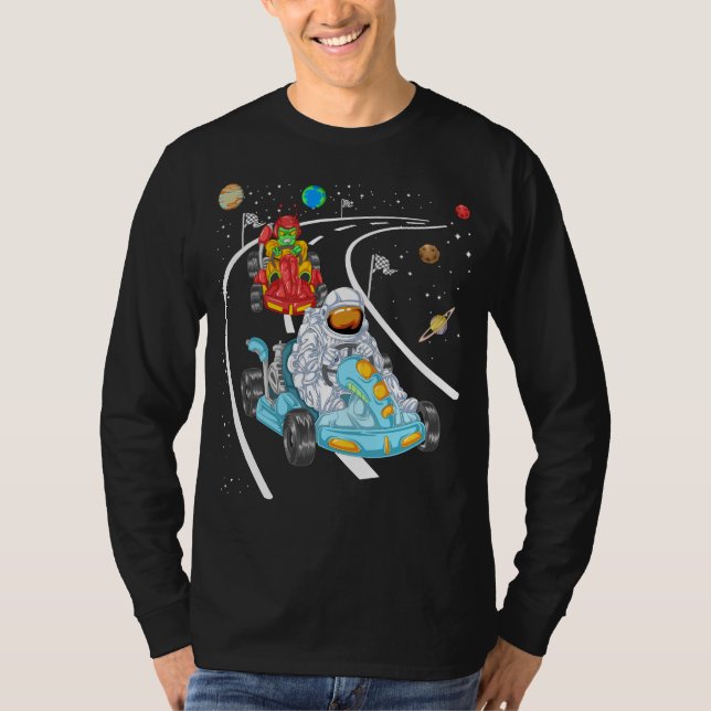 Astronaut och utomjordingar Gokart T Shirt (Framsida)