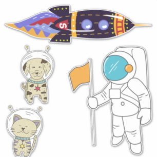 Astronaut och vänner klistermärken