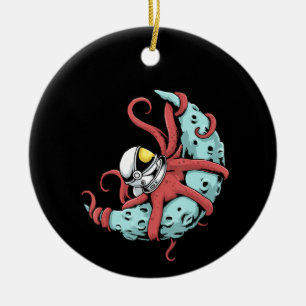 Astronaut Octopus Kraken Julgransprydnad Keramik
