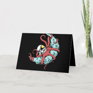Astronaut Octopus Kraken Squid Space Astronomy Helgkort