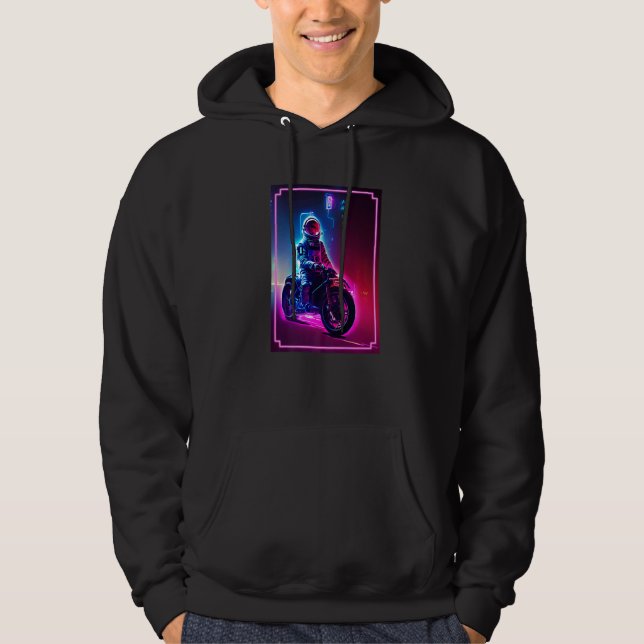 Astronaut On A Motorcycle  Space and Science Ficti Hoodie (Framsida)