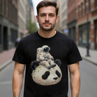 Astronaut on a Space Panda Surreal Weird and Fun T Shirt