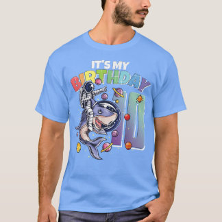 Astronaut on Shark 10th Birthday Boy Girl 10 Years T Shirt