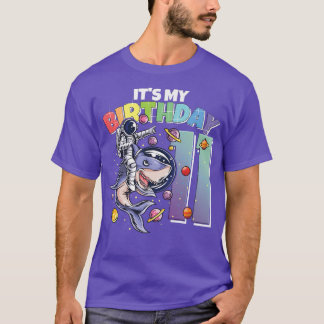 Astronaut on Shark 11st Birthday Boy Girl 11 Years T Shirt