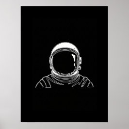 Astronaut One Line Art Skriv ut Poster