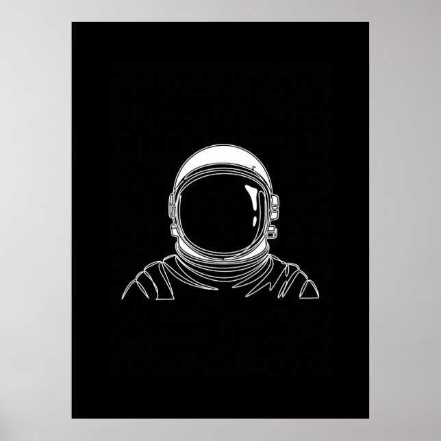 Astronaut One Line Art Skriv ut Poster (Framsidan)