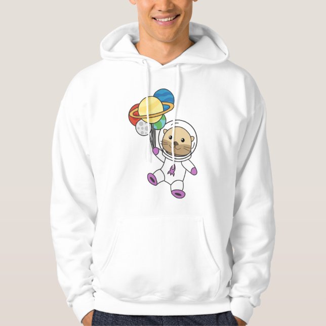 Astronaut Otter Space Planet Hoodie (Framsida)