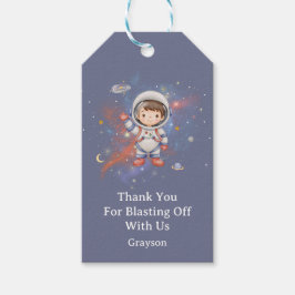 Astronaut Outer Space Boy Birthday Thank You Presentetikett