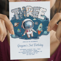 Astronaut Outerspace Rocket 3th Birthday