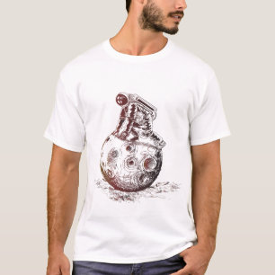 astronaut ovanpå en illustration av måne t shirt