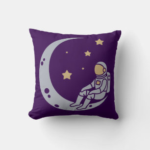 Astronaut på Crescent Måne Design - Dekorativ kudd Kudde