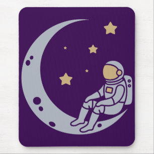 Astronaut på Crescent Måne Design Musmatta