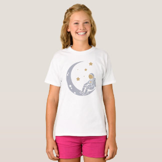 Astronaut på Crescent Måne Design T Shirt