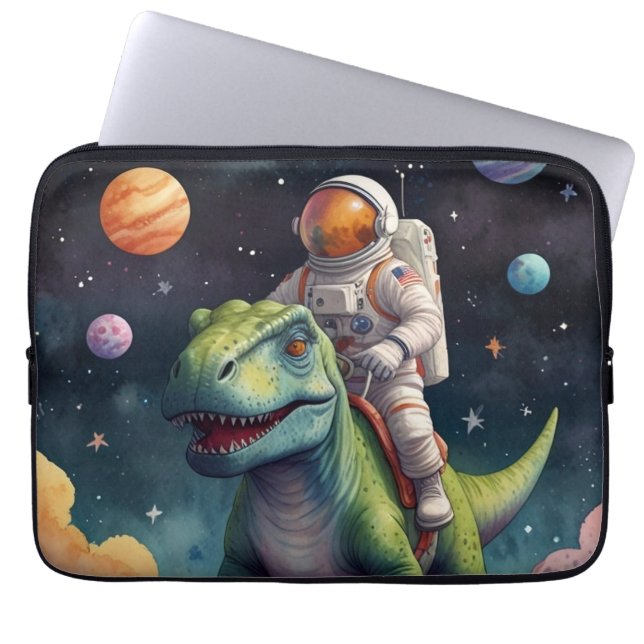 Astronaut på Dino i rymden Laptop Fodral (Framsidan)