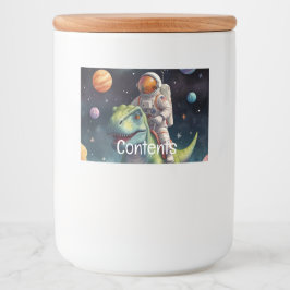 Astronaut på Dino i rymden Mat Etiketter