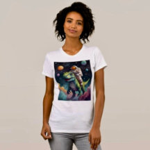 Astronaut på Dino i rymden T-Shirt
