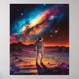 Astronaut på en planet i rymden poster