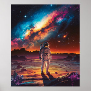 Astronaut på en planet i rymden poster