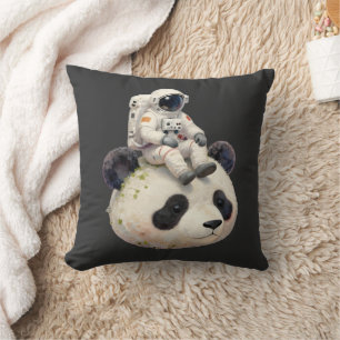 Astronaut på en rymdpanda - Surrealistiskt, konsti Kudde