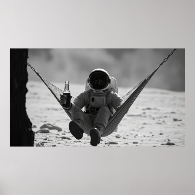Astronaut på hängmatta på månen  poster (Framsidan)
