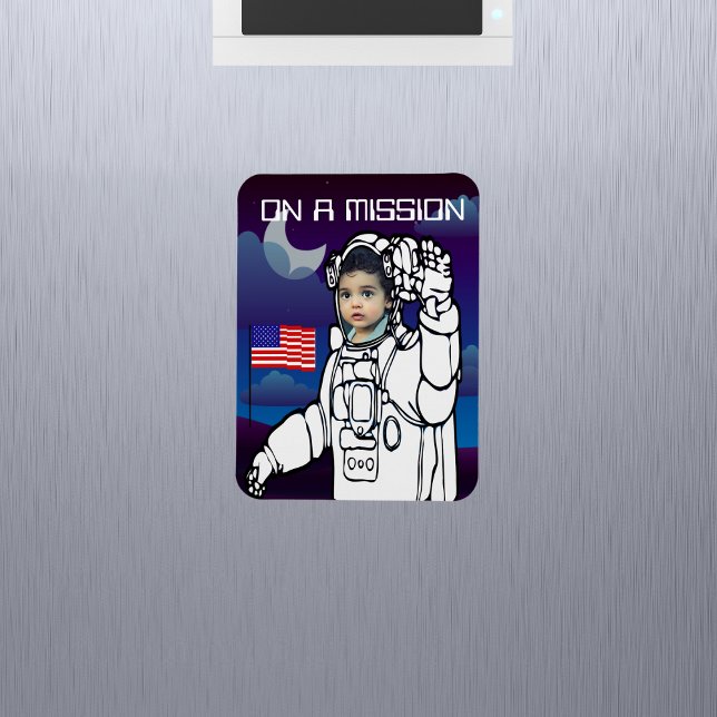Astronaut på Måne Rymden Boy Birthday Magnet (Skapare uppladdad)