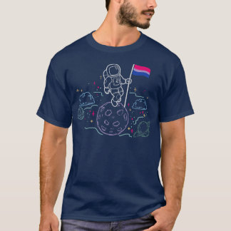 Astronaut på Måne som innehar Biseual Flagga i T Shirt