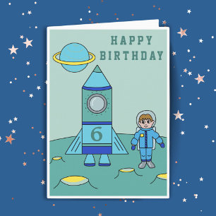 Astronaut på Måne Space Grattis på födelsedagen Kort