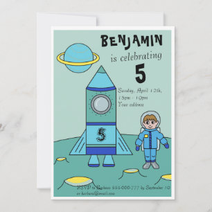 Astronaut på månen barnkalas inbjudningar
