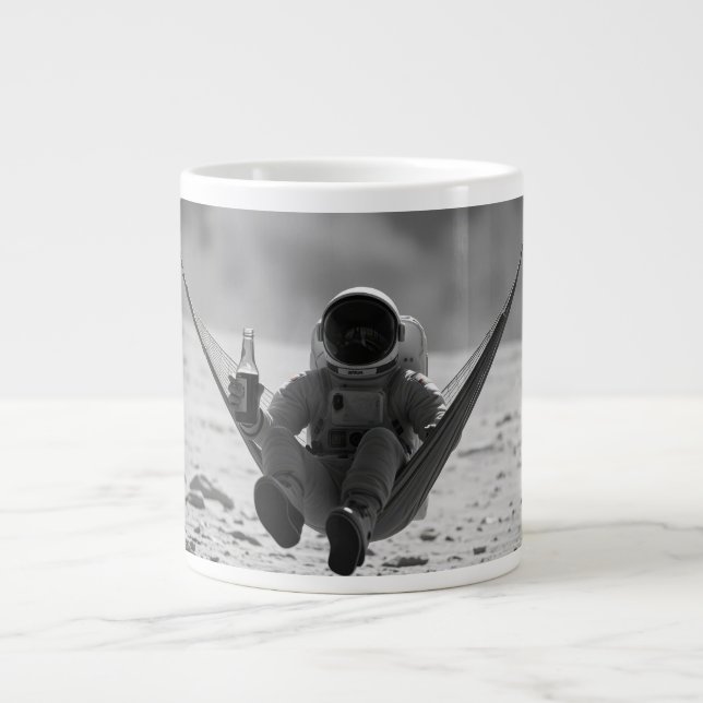Astronaut på månen med öl jumbo mugg (Framsidan)