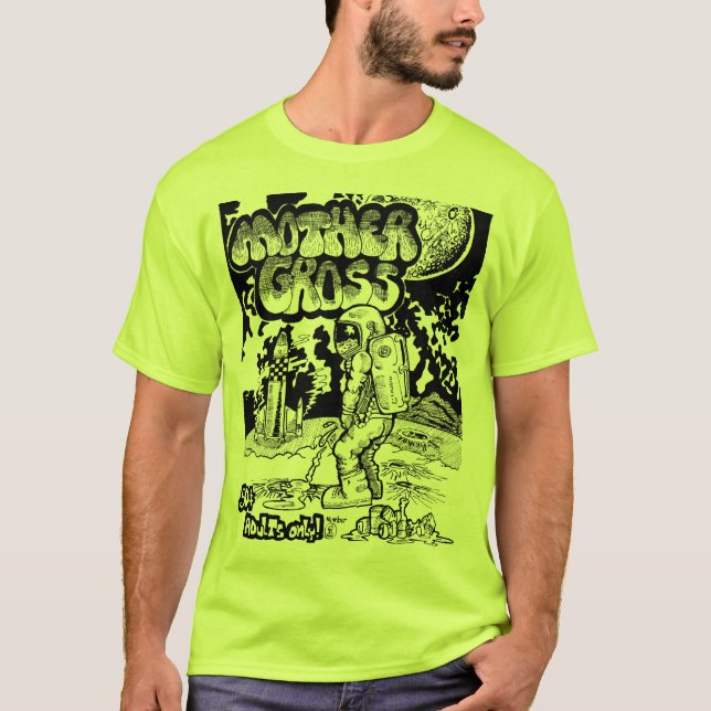 Astronaut på månen Rolig Retro 70-tals illustratio T Shirt (Framsida)