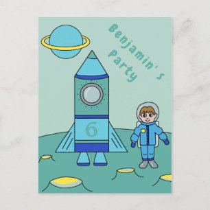 Astronaut på månen Rymdfödelsedagsfest inbjudan Vykort