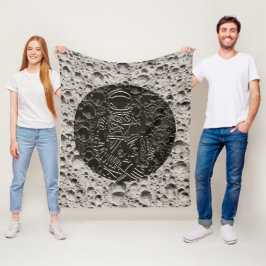 Astronaut på månen Svart & Grå Fleecefilt