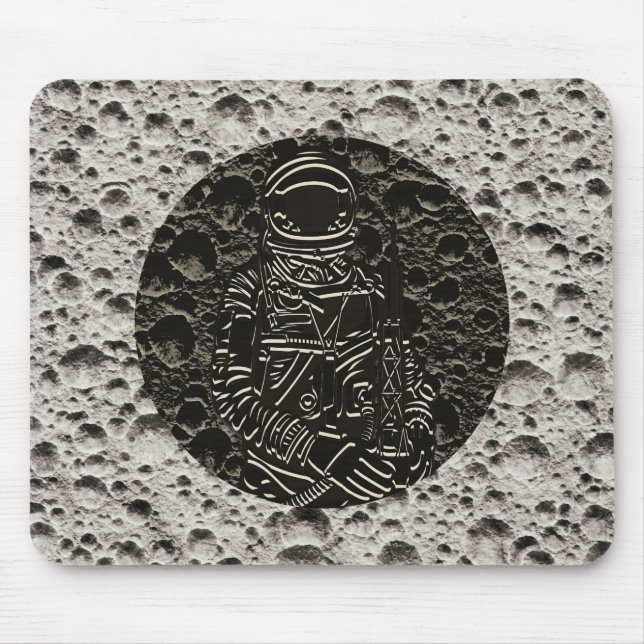 Astronaut på månen Svart & Grå Musmatta (Framsidan)