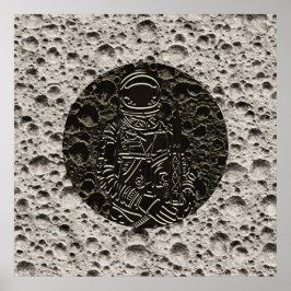 Astronaut på månen Svart & Grå Poster