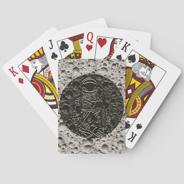 Astronaut på månen svart och grå casinokort (Baksidan)
